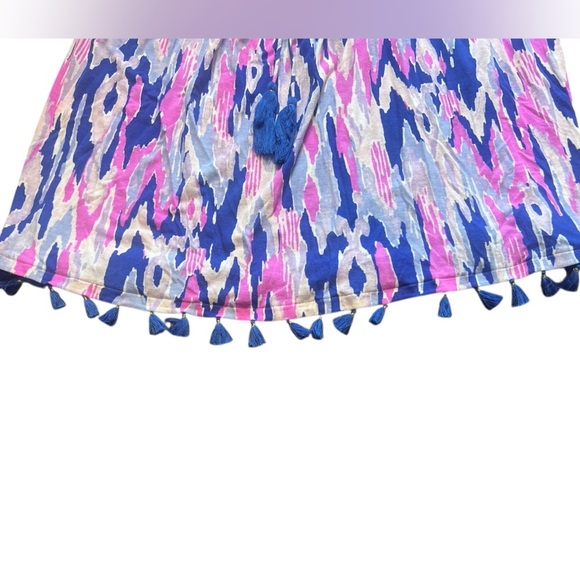 Lilly Pulitzer Palma Tube Top One Too Many Print Pom Tassel Hem Women’s Size L - Picture 5 of 5